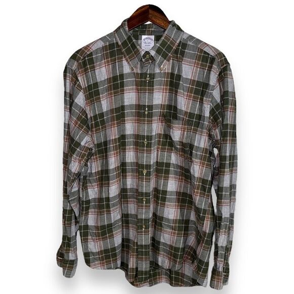 Plaid Brooks Brothers Regent Fit Flannel Button Down Shirt L - Picture 1 of 8